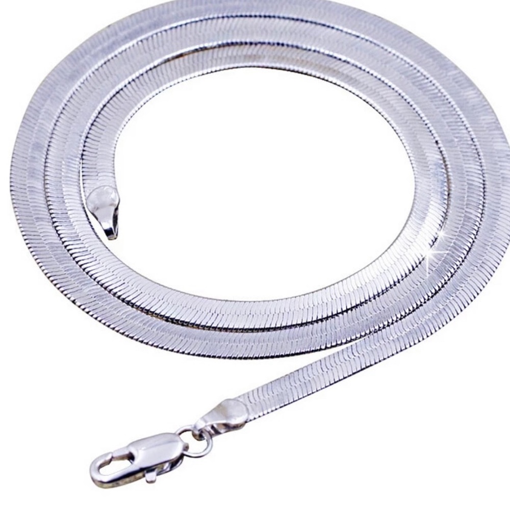 New 925 Silver Unisex Flat 50 cm snake Necklace - Picture 3 of 3